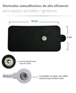 Alternative view of 2 Electrodos autoadhesivos SNAP de alta eficiencia - 10 x 5 cm - Para Electroestimulador Compatible