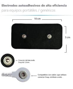 Alternative view of 2 Electrodos autoadhesivos DOBLE SNAP de alta eficiencia - 10 x 5 cm - Para Electroestimulador Compatible